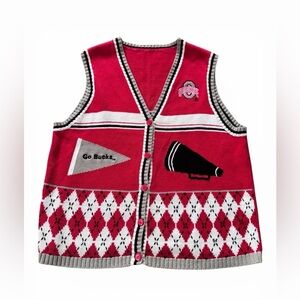 VTG Ohio State Buckeyes Birch Bros Women’s Sweater Vest Size L/XL Red Button Up